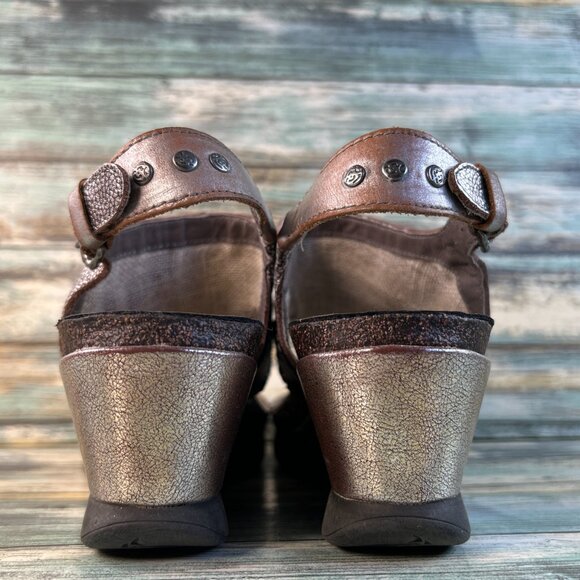 OTBT Meditate Thong Sandals Womens 8M Gray Leather Wedge Slingback Whipstitch - Picture 6 of 12